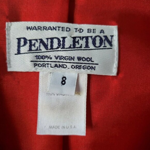 Pendleton Red Wool Structured Double-Breasted Blazer Jacket Gold Buttons Size 8 - Picture 3 of 13